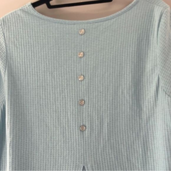 Soft Surroundings Sandpiper Tunic Blue Waffle Knit Short Sleeve Size Large - Picture 3 of 6